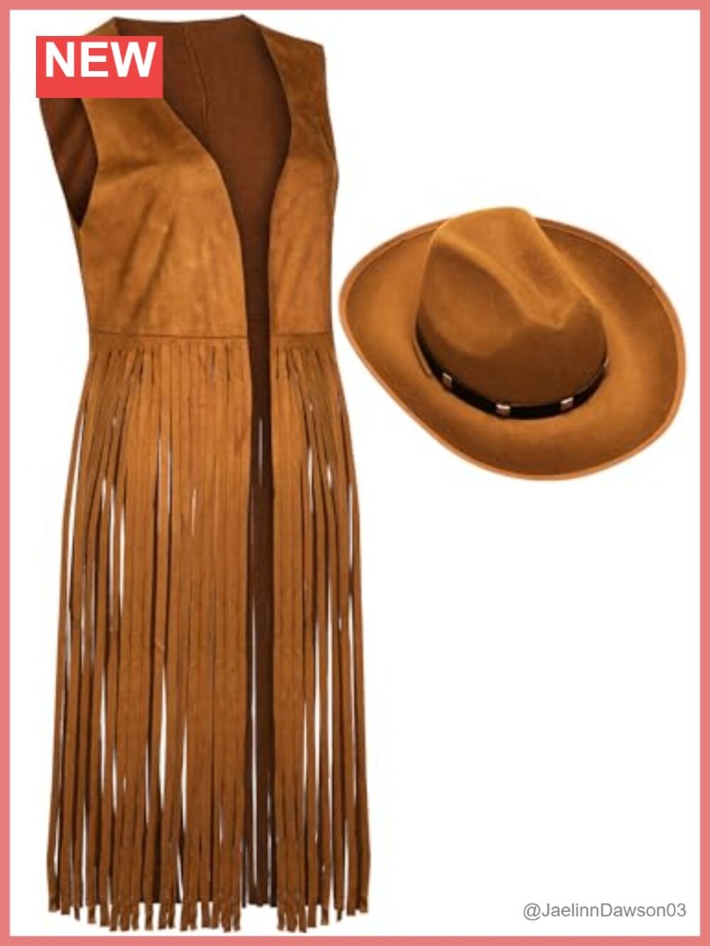 Faux Suede Fringe Vest Cowgirl Costume Set Western Hippie Sleeveless